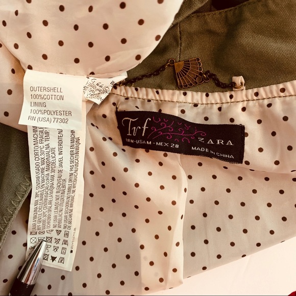 Zara / Olive Green Embroider Fully Lined Jacket - Picture 6 of 8